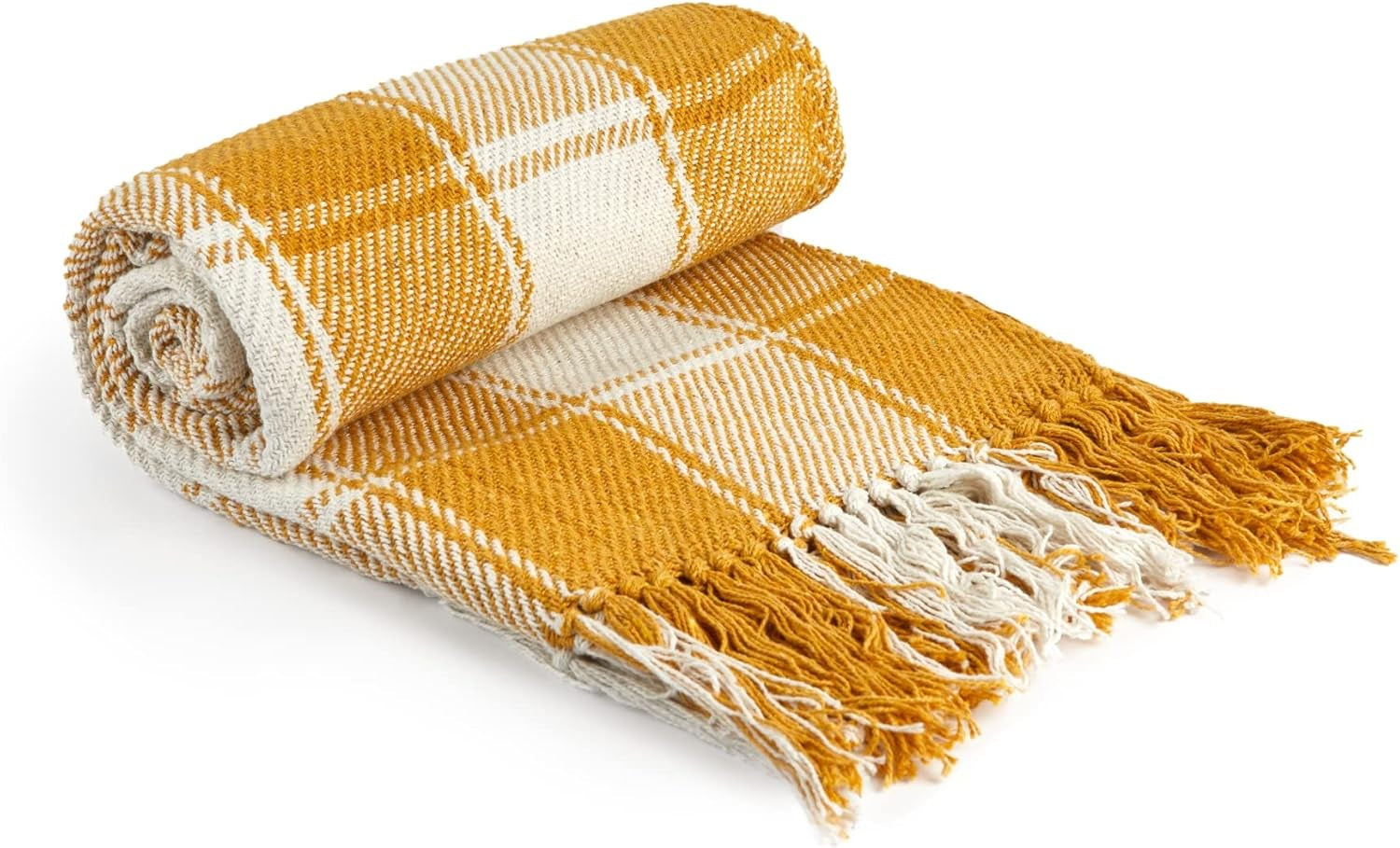 Narzuta frisco, bawełna z recyklingu, tradycyjny, w kratę, na krzesło, kanapę, sofę, narzutę, koc, antracyt, 127 x 152 cm Emma Barclay Łóżka i koce Ochra 70X100" (178X254 cm)