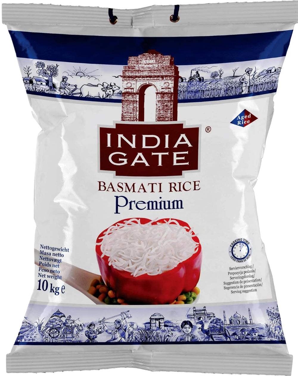 INDIA GATE Premium Basmati Rice – Aromatyczny, drobnoziarnisty ryż długoziarnisty z Indii, drobnoziarnisty (1 x 500 g)