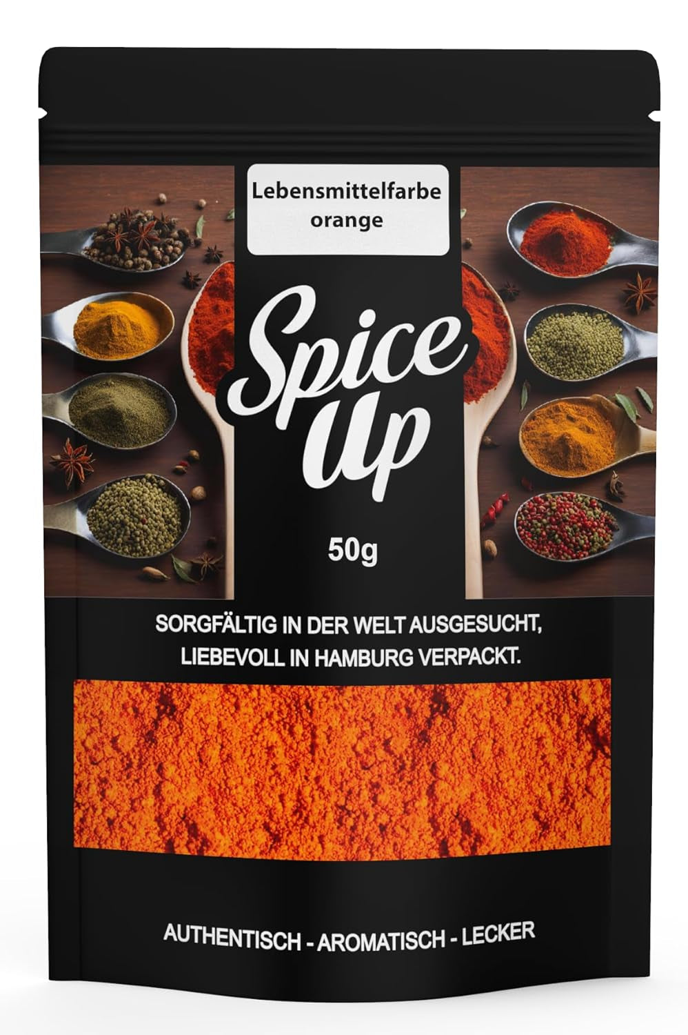 Colorant alimentar portocaliu Spice up 50G – Colorant alimentar portocaliu 50G – Pudră de culoare strălucitoare pentru idei de bucătărie și copt – Pentru deserturi, băuturi, curry și decorațiuni creative – Vegan și fără aditivi artificiali