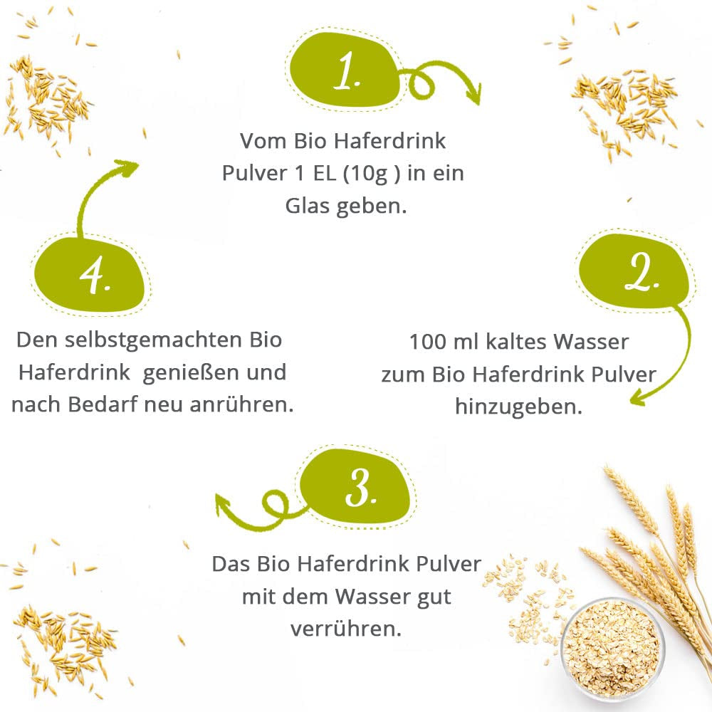foodsetter Bio Haferdrink Pulver | Torba 500g | Haferpulver | Natychmiastowy Haferpulver | Jakość biologiczna | wegańskie | Bezglutenowe | Ohne Zuckerzusatz | 0,5 kg