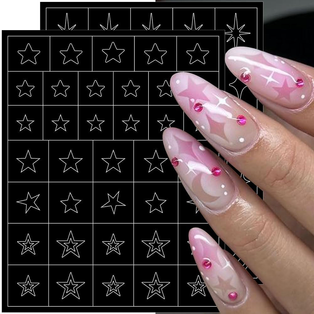 6 foi șablon aerograf unghii autocolante, fluture flacără stele inimă stele unghii autocolante imprimare șablon instrument unghii autocolante autoadezive pentru femei unghii autocolante design unghii artă