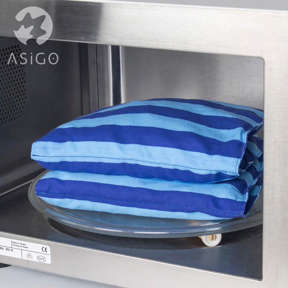 Pernă din piatră de cireș Potrivit pentru cuptor cu microunde și cuptor - Albastru cu dungi și puncte I Handmade I Made in Germany I Aprox. 20 X 60Cm I Oeko-Tex bumbac I Pernă gât spate Perne ortopedice cervicale Naty Shop