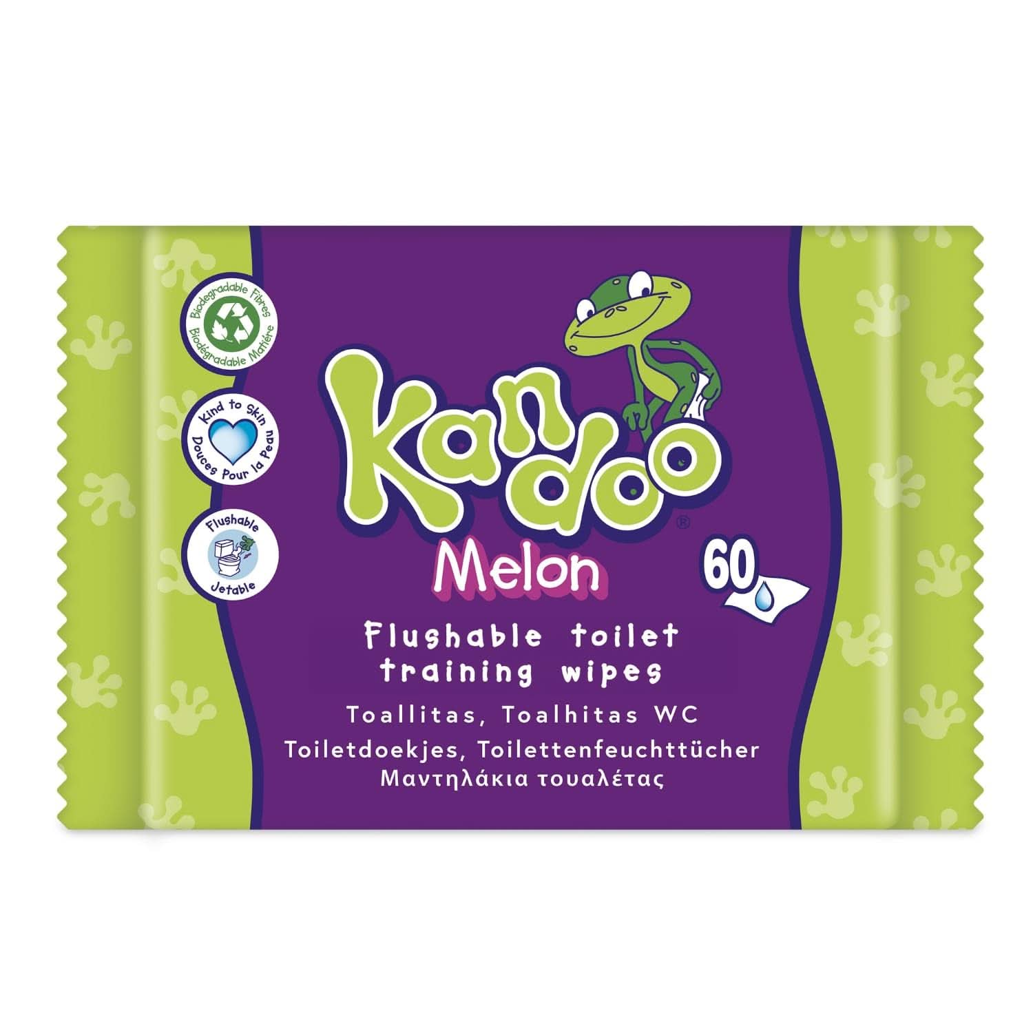 Melon Feuchttücher - Spülbar - Aus 95% Wasser - Parfümfrei - Plastikfrei - Dermatologisch Getestet - Feuchtes Toilettenpapier Aus 100% Pflanzlichem Zellulosematerial - 60 Tücher Naty Shop 60 Stück (12Er Pack) Melone