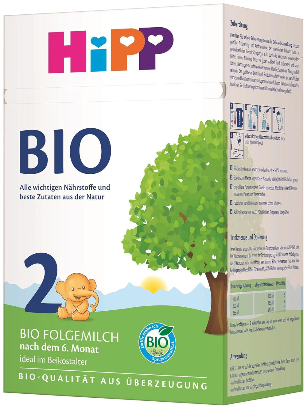 HiPP 2 Organiczne mleko następne (4 x 600g), po 6 miesiącu, z Omega-3 (DHA, ALA), wapniem i łatwą w przygotowaniu skrobią organiczną, najwyższej jakości organicznej