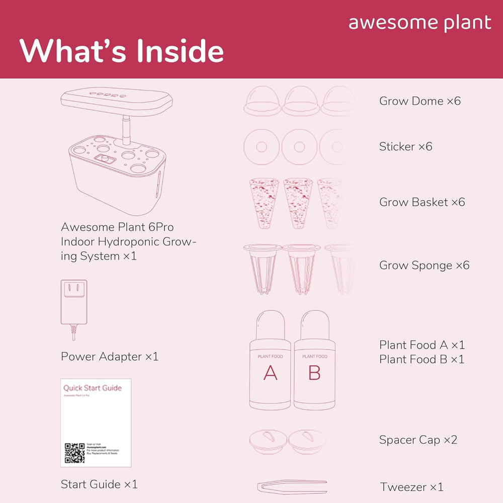 Zestaw do uprawy hydroponicznej 6Pro (6 kapsułek), zestaw do ogrodnictwa w pomieszczeniach ze zbiornikiem na wodę o pojemności 3 l, 3 tryby uprawy i cicha pompa, zestaw do domowej uprawy ziół i sałatek, regulowana wysokość do 33,0 cm, biały
