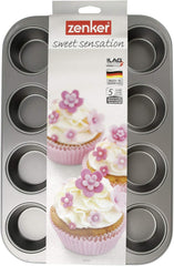 Forma do muffinów Zenker z 12 foremkami do pieczenia (Ř 7 cm), do muffinek i babeczek, wymiary: 38,5 x 26,5 x 3 cm Formy i blachy do pieczenia Naty Shop