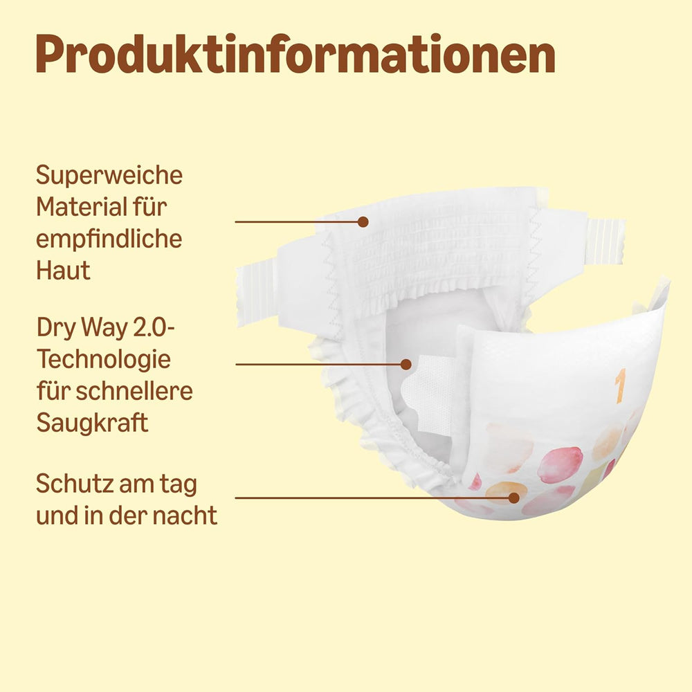 Pieluchy Amazon Ultra Dry, rozmiar 1 (2-5 kg) - pudełko miesięczne, białe, 96 sztuk (2 opakowania po 48) (dawniej marka Mama Bear, identyczny produkt)
