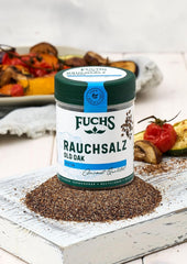 Fuchs Gewürze - Rauchsalz "Old Oak" - über Eichenholz geräuchert, rauchiger Gesmack für Grillfleisch oder Fisch - natürliche Składnik - 100 g w wiederverwendbarer, recyclebarer Dawka