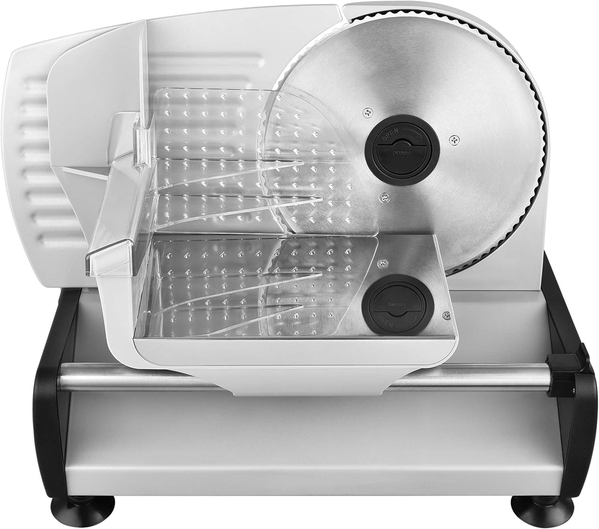 Pospiesz się! Krajalnica elektryczna uniwersalna, stal nierdzewna, ostrze ze stali nierdzewnej 19 cm, kontrola grubości cięcia do 15 mm, 150 W Naty Shop Niszczarki i Krajalnice Srebrne 150 W