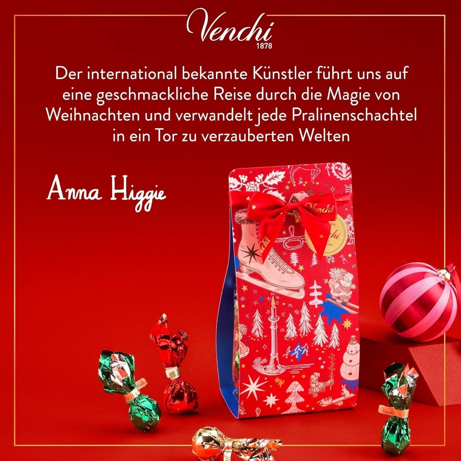 Venchi, Colecție de Crăciun - Cutie cadou cu ciocolată asortată Bomboane de Ciocolata Naty Shop