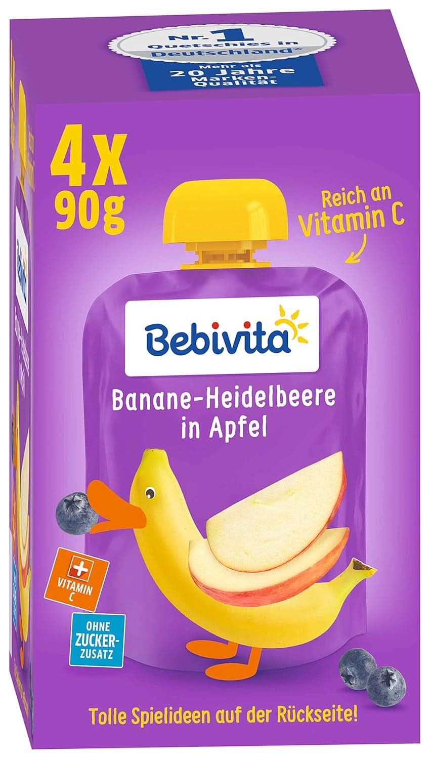 Zabawne owoce i płatki zbożowe dla dzieci całe w jabłkach-bananach, opakowanie 4 szt. (4 X 90 gramów) Matka i Dziecko Naty Shop Banana - jagody w jabłkach