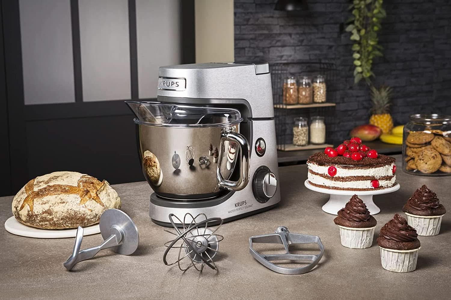Robot de bucătărie Krups KA631D Master Perfect Gourmet | 1100 wați | 8 viteze | Bol din oțel inoxidabil de 4,6 litri | 5 accesorii: set de coacere, bol flexibil, unitate de mărunțire | oțel inoxidabil periat Mama si Copilul Naty Shop