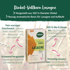 Organiczne arkusze lasagne w całości orkiszowej, 250g | Zaklęcie Demeter z Alp Szwabskich | Delikatny orzechowy aromat do lasagne i zapiekanek