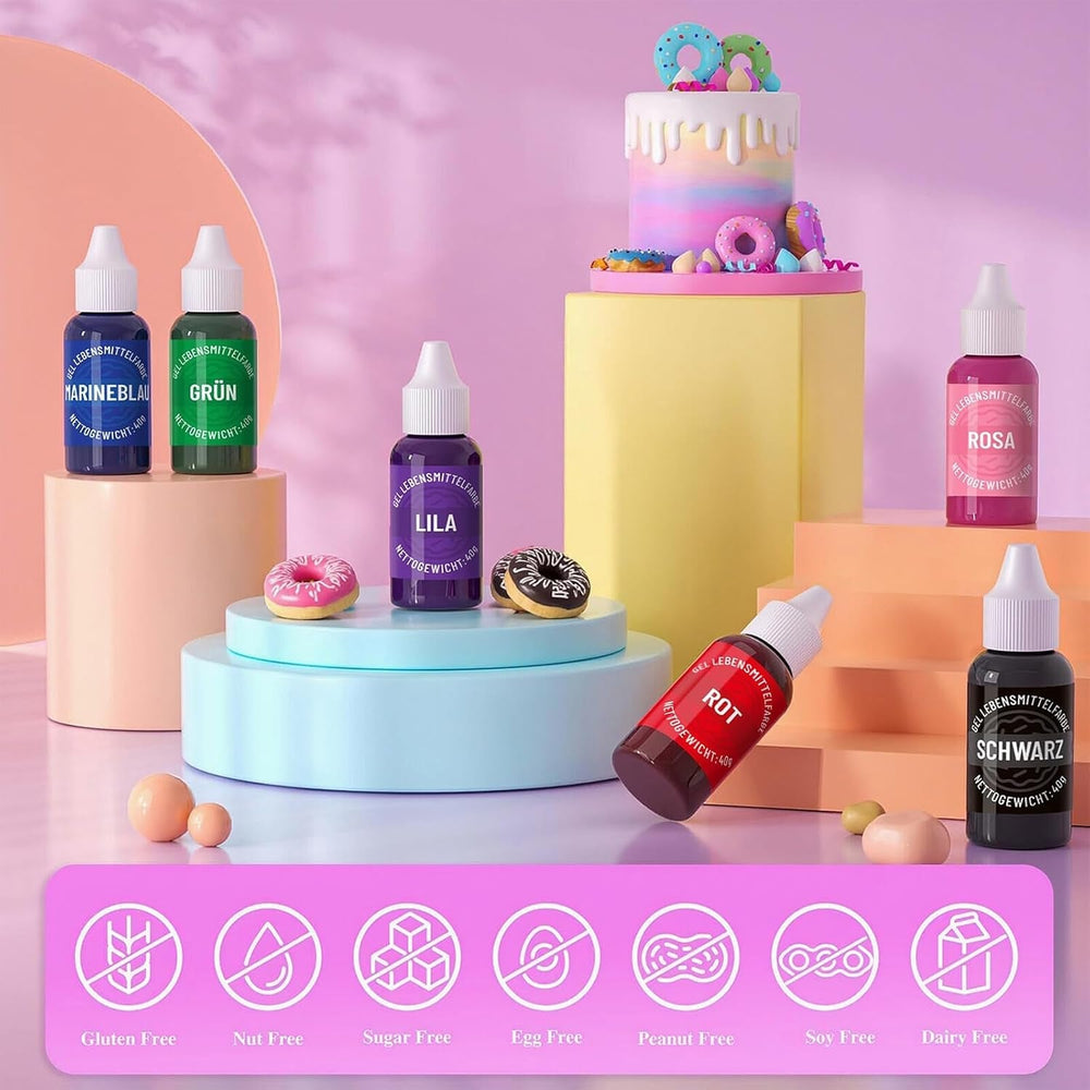 Colorant alimentar gel negru - 40 g colorant alimentar pe bază de gel, colorant alimentar fără zahăr, foarte concentrat, pentru coacerea prăjiturilor, macaroanelor, glazurii, fondantelor, fursecurilor, gogoșilor