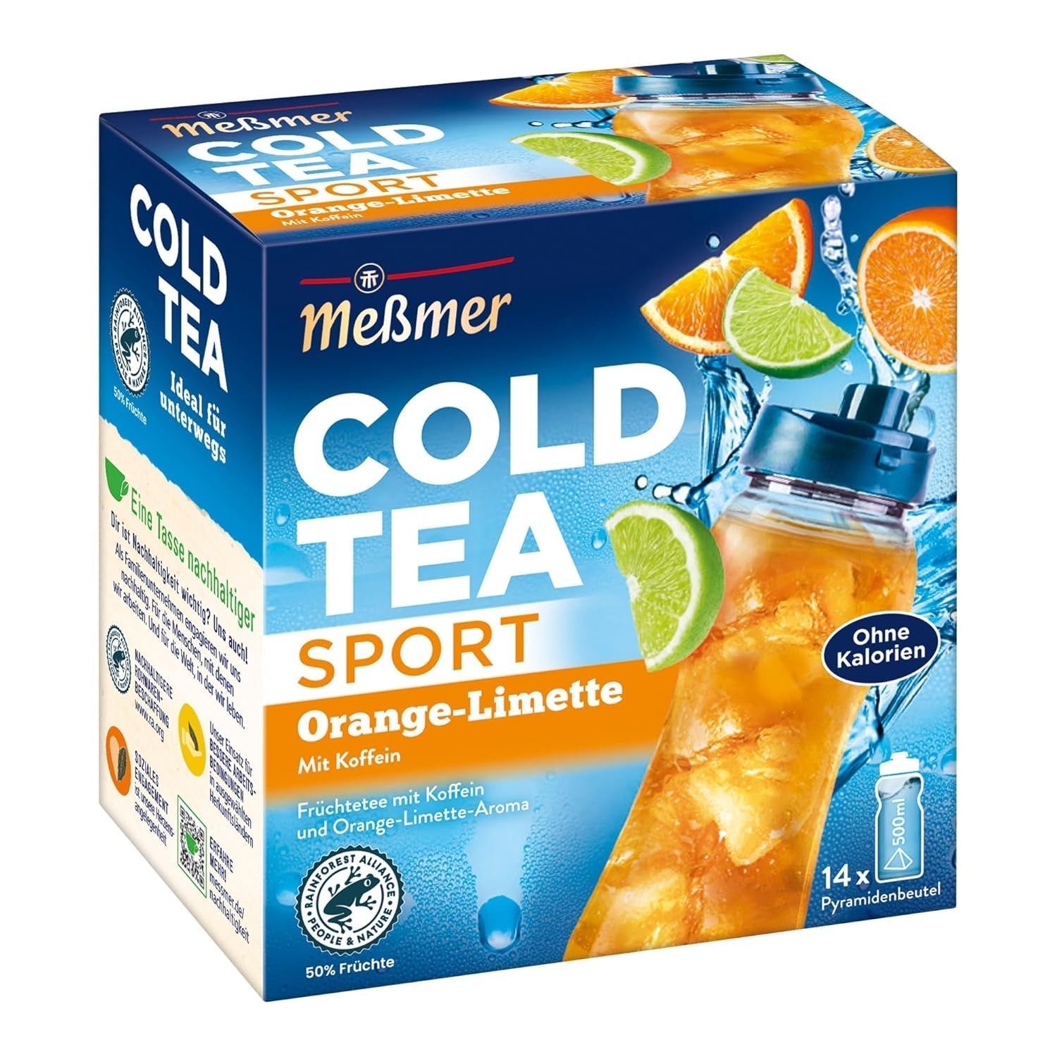 Meßmer Cold Tea Trinkpause Zmeură | Ceai de fructe, aromatizat natural, cu gust de zmeură | Ediție limitată | Pentru infuzie rece | 14 pliculețe piramidale