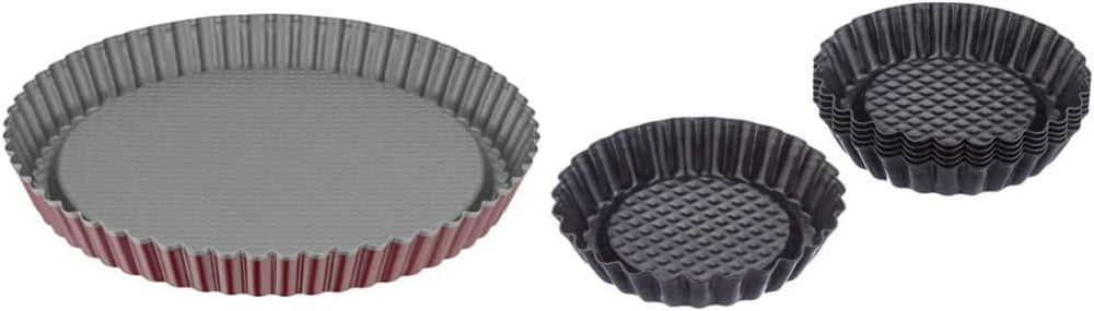ORYGINALNY KAISER Classic plus Obstbodenform 28 Cm, 28,4 X 28,4 X 3,5 Cm i Classic Mini Torteletts 6 Stück, Tartelette Förmchen 10 Cm, Tarteform Klein, Tortelettförmchen Antihaftbeschichte Formy do pieczenia i blachy Naty Shop Bundle Mit Mini Torteletts Classic Plus