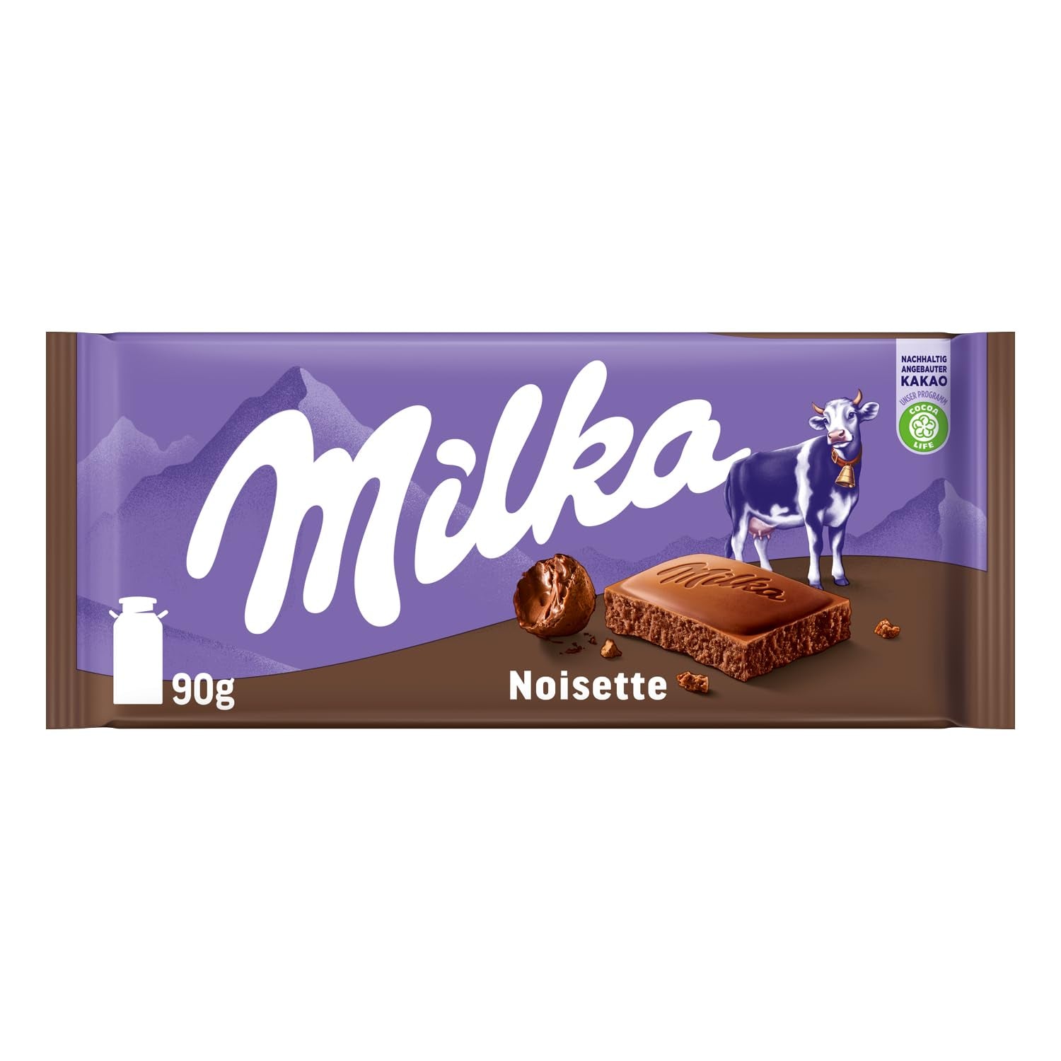 Milka Noisette – Alpejska czekolada mleczna z delikatnym i kremowym nadzieniem z orzechów laskowych – 25 x 90g
