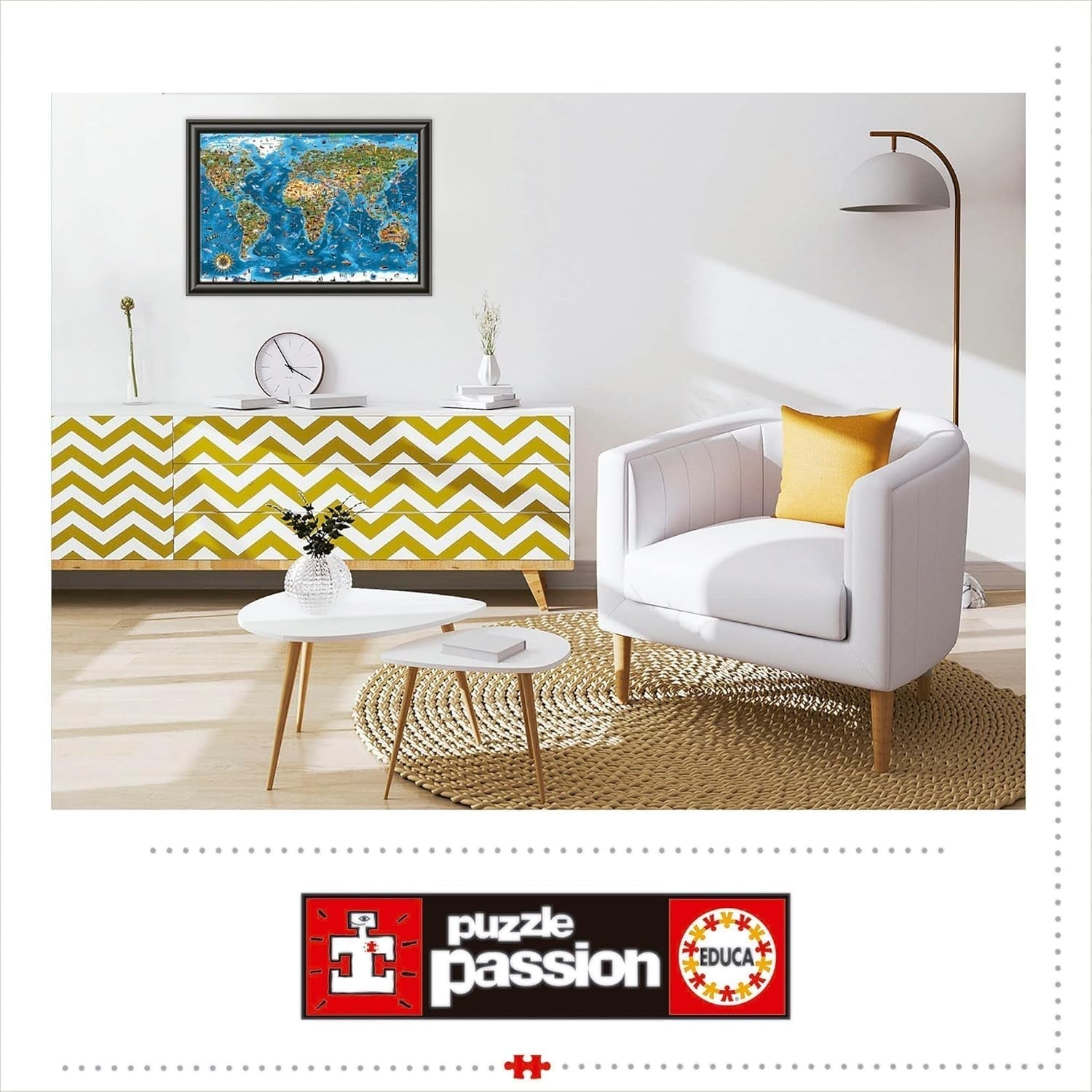 Educa - Puzzle 1000 elementów dla dorosłych | Cuda świata, puzzle 1000 elementów dla dorosłych i dzieci, atrakcje turystyczne, mapa świata. Układanka dla dorosłych od 14 lat (19022) Puzzle Naty Shop