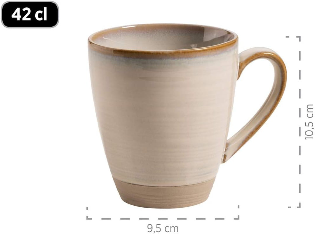 MÄSER 931818 Serie Nottingham Vintage Geschirr-Set Für 4 Personen, 12-Teiliges Frühstücksservice Mit Unregelmäßig Runden Formen Im Retro Look, Steinzeug, Beige Seturi vesela masa Naty Shop