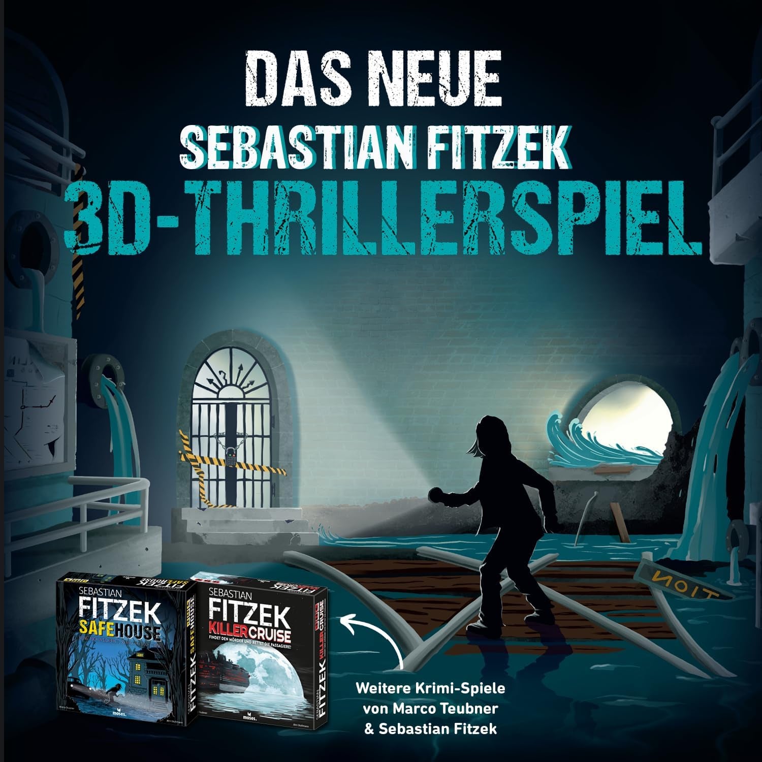 Mojżesz. Sebastian Fitzek Underground, innowacyjna gra thriller 3D dla fanów gier ucieczki, kooperacyjna gra planszowa autorstwa Marco Teubnera o różnych poziomach trudności, dla osób w wieku od 12 lat.