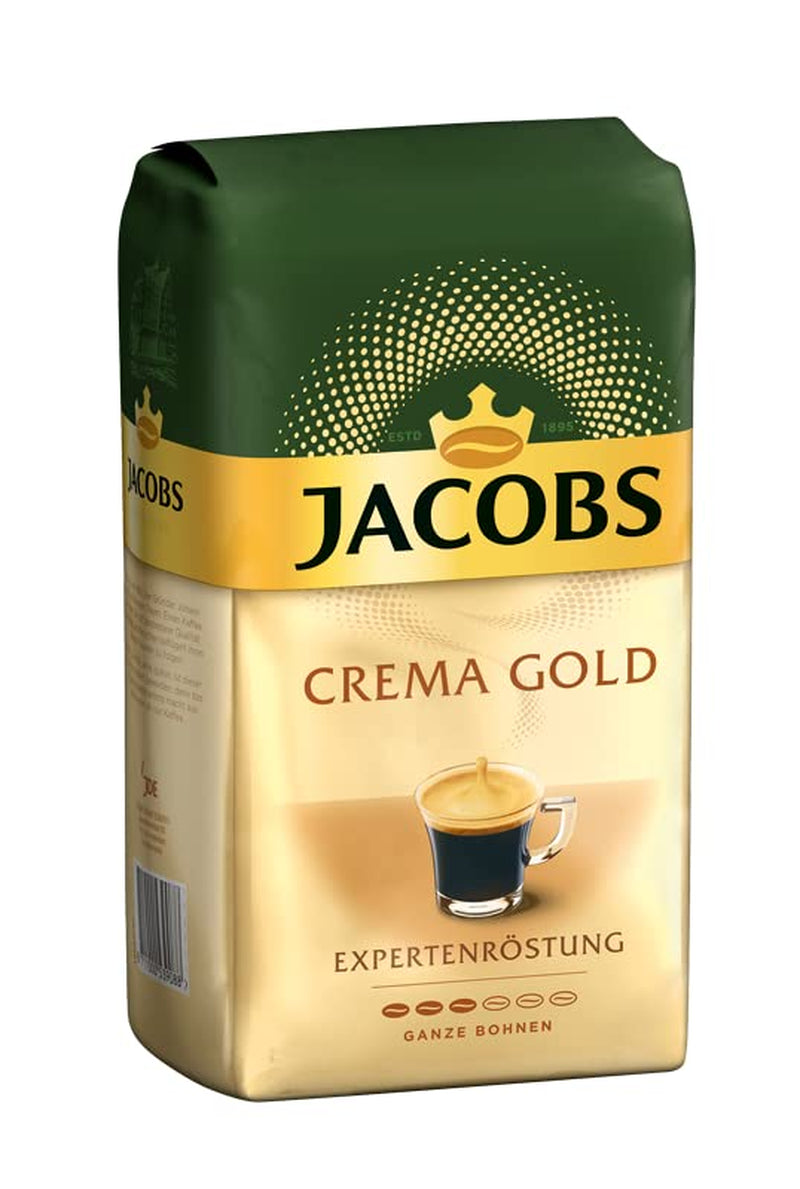 Boabe de cafea Jacobs Café Crema Gold 1kg – Corp plin, aromat, cu note fructate, boabe Arabica și Robusta, intensitate 5/10, ideal pentru Café Crema (pachet de 3)