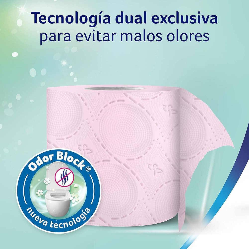 Colcasa, hârtie igienică Care & Protect 3 X 12 cu tehnologie Odor Block, neutralizează mirosurile neplăcute, pachet de 36 de role, 3 straturi, role roz cu aromă proaspătă