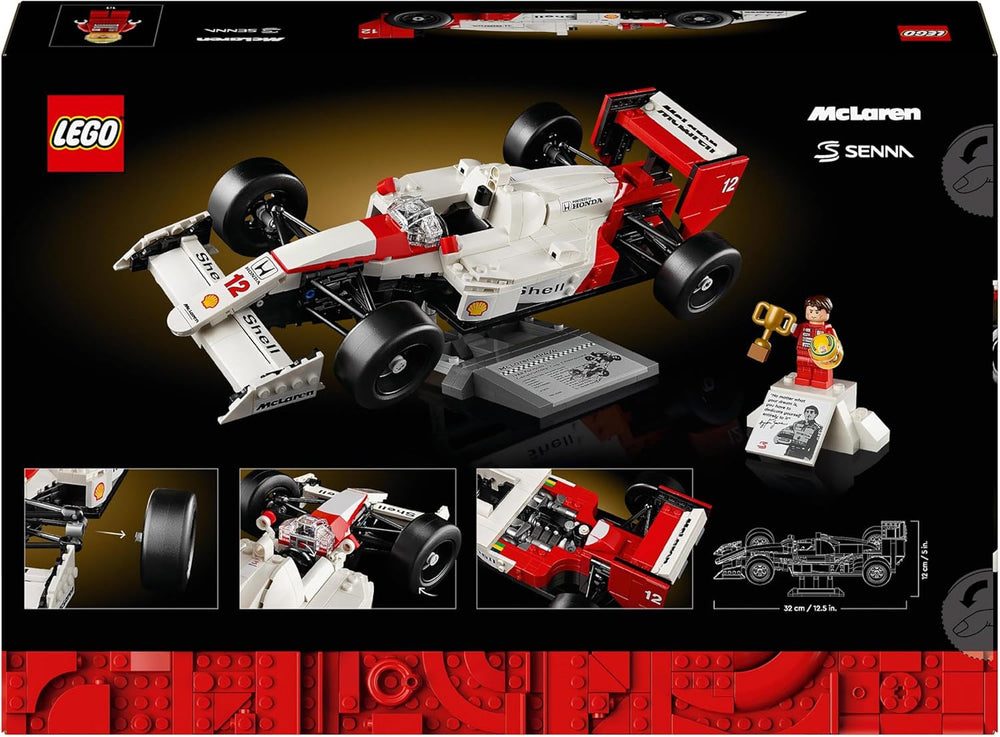 LEGO Icons Zestaw modeli samochodów Mclaren MP4/4 i Ayrton Senna, zestaw samochodów wyścigowych F1 dla dorosłych z minifigurką kierowcy, przedmiot kolekcjonerski, pomysł na prezent dla mężczyzn, kobiet, dla niego i dla niej 10330 Zestawy do budowania Besuche w sklepie LEGO