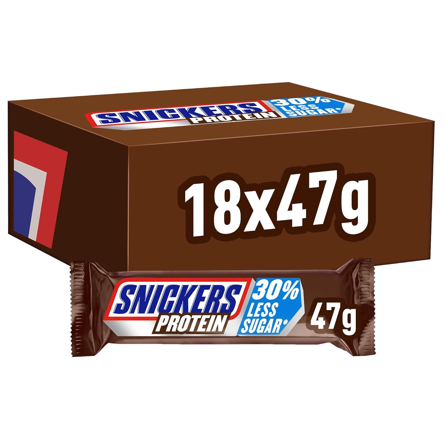 Snickers Czekoladowe Batony Proteinowe - Bogaty Smak Z Karmelowymi Orzechami Laskowymi I Nugatem, Opakowanie zbiorcze 18x47g