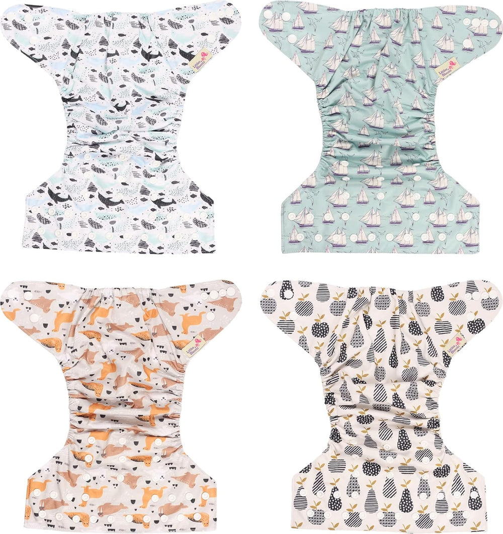 Littles and Bloomz FLP2-0406 Standardowa pieluszka wielokrotnego użytku z klipsem, 4 pieluszki