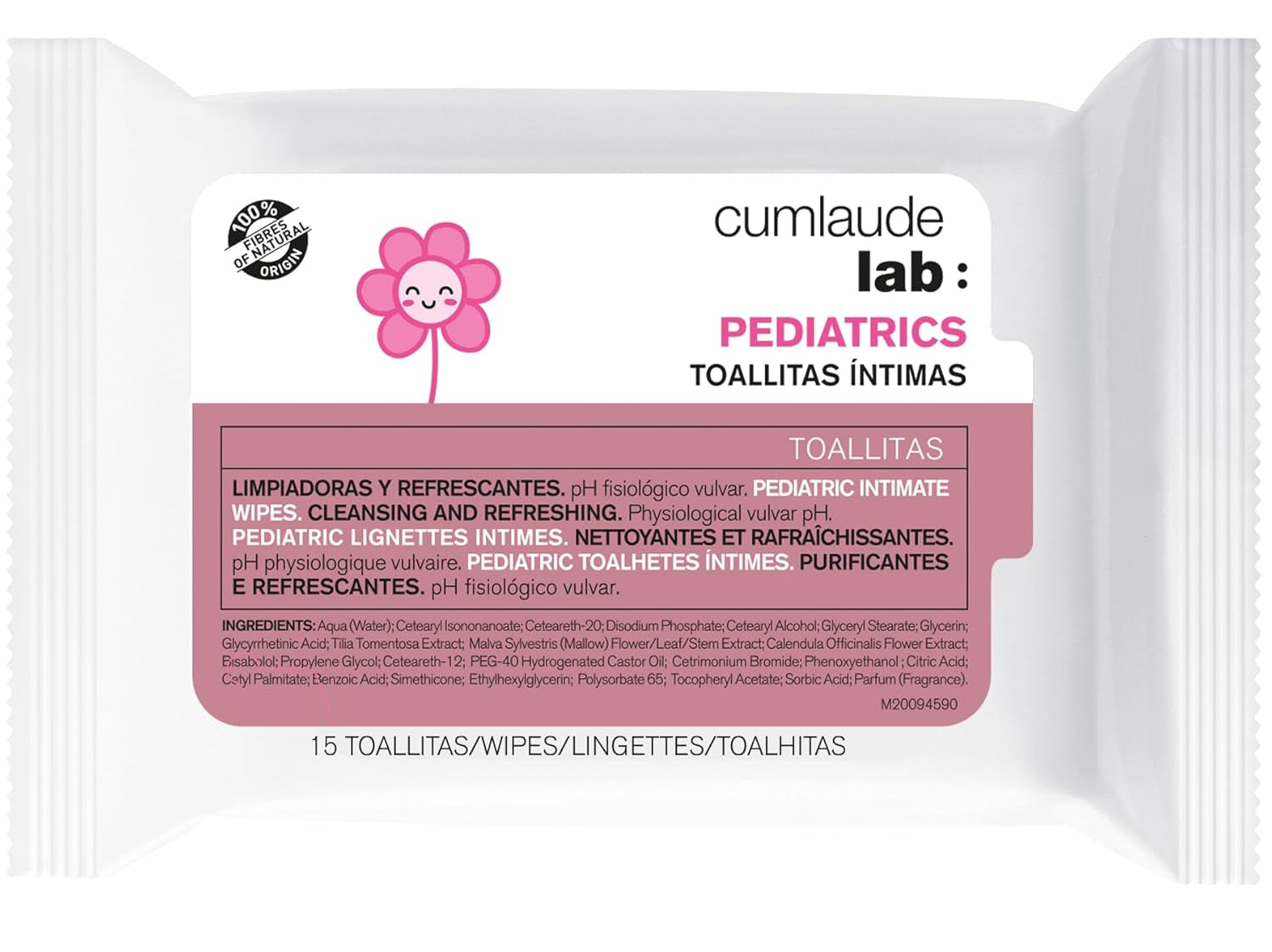 Chusteczki laboratoryjne do higieny intymnej dla dzieci, 15 sztuk, czyszczące i odświeżające, o fizjologicznym pH