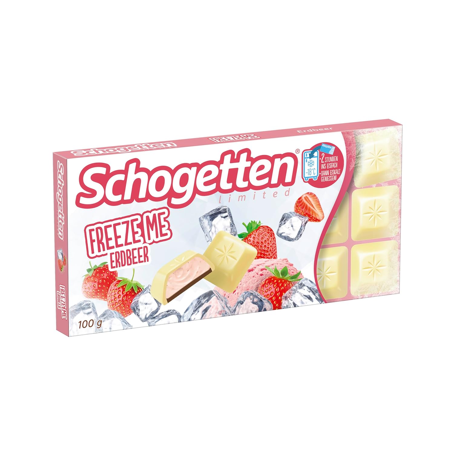 Schogetten Freeze Me Strawberry Limited Edition - Lody o smaku zimnej czekolady o intensywnym smaku truskawkowym