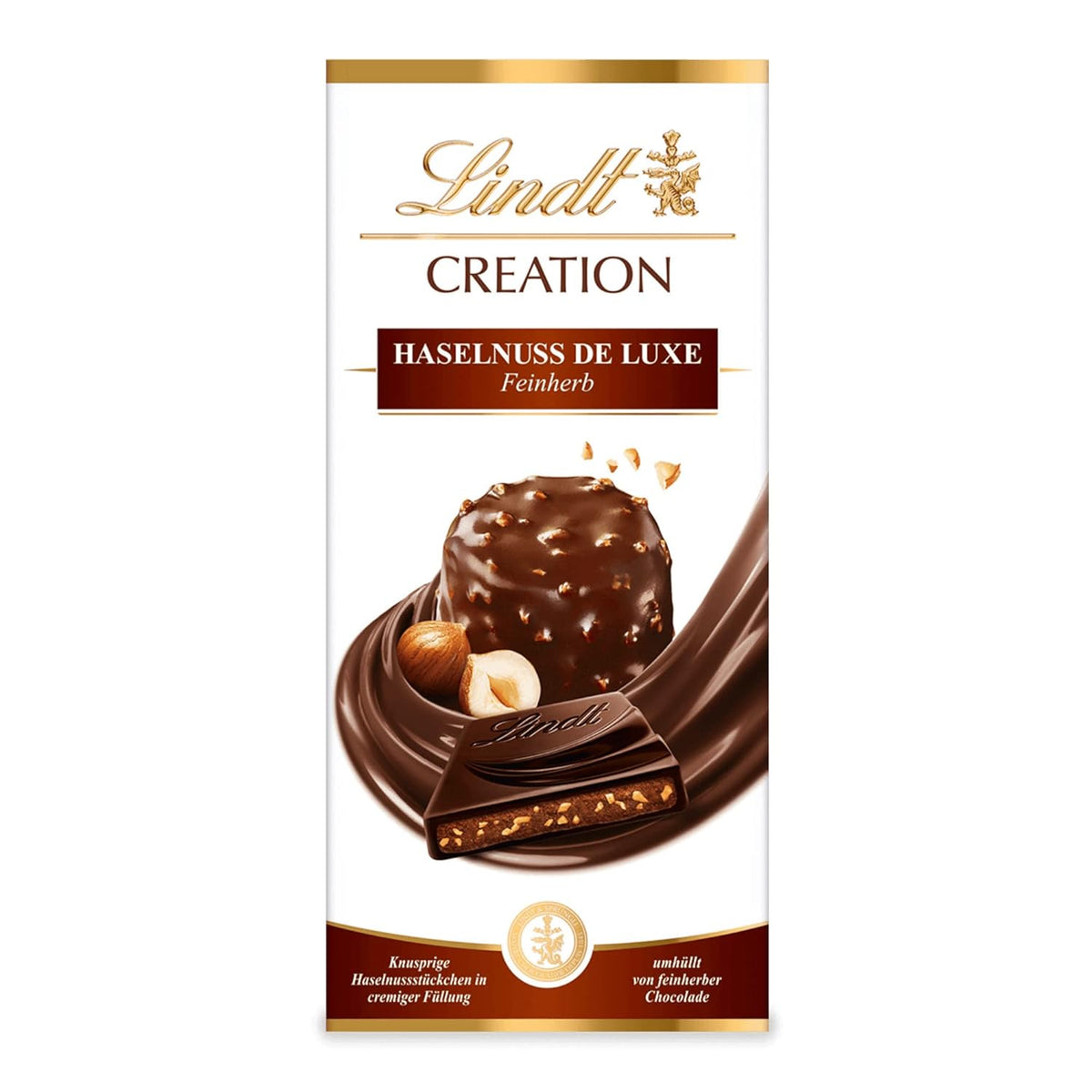 Lindt Creation Hazelnut De Luxe Bar - Ciemna czekolada z chrupiącymi orzechami laskowymi w kremowym nadzieniu