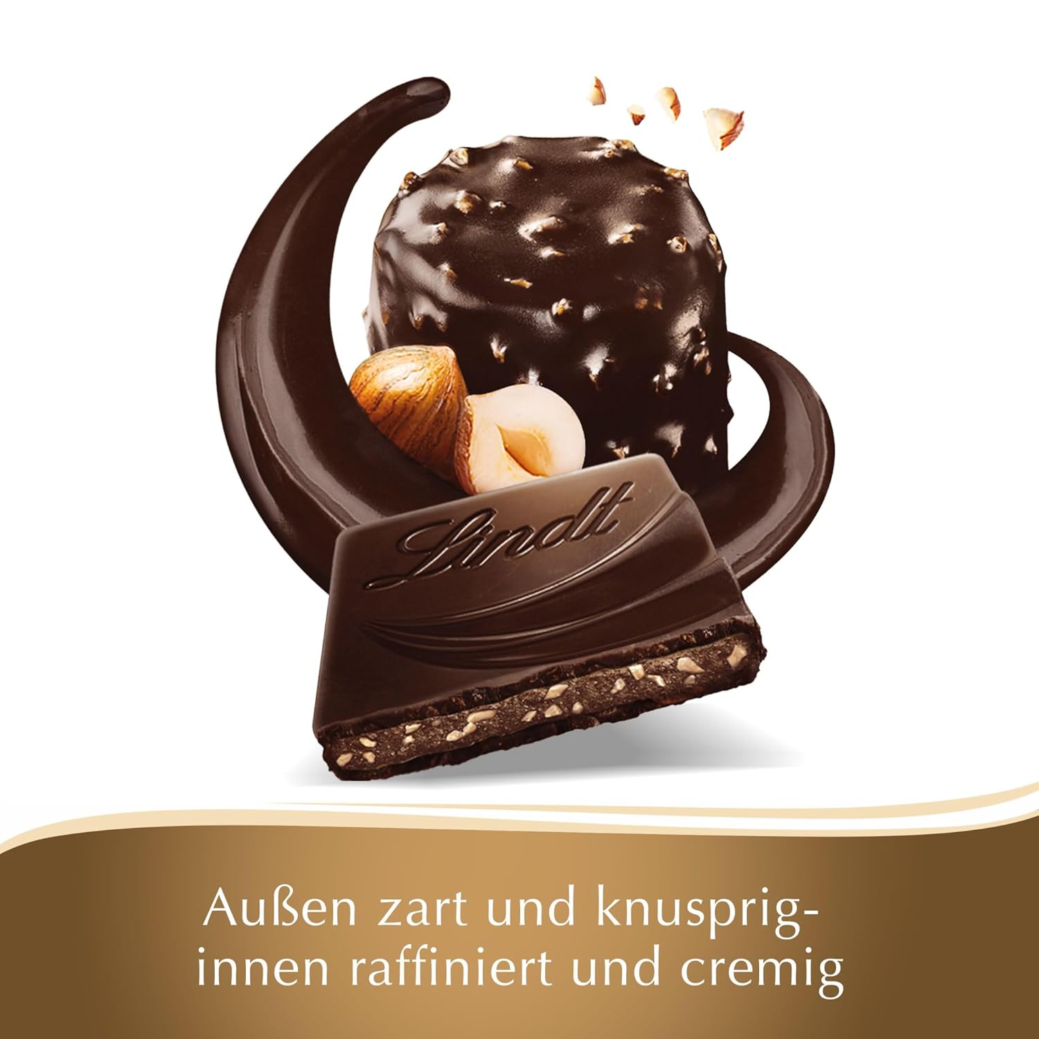 Lindt Creation Hazelnut De Luxe Bar - Ciemna czekolada z chrupiącymi orzechami laskowymi w kremowym nadzieniu