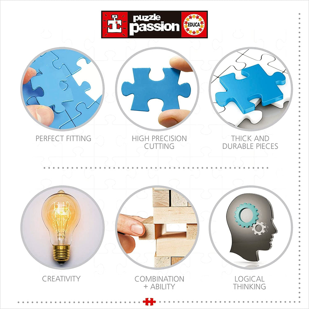 Educa - Puzzle 1000 elementów dla dorosłych | Cuda świata, puzzle 1000 elementów dla dorosłych i dzieci, atrakcje turystyczne, mapa świata. Układanka dla dorosłych od 14 lat (19022) Puzzle Naty Shop