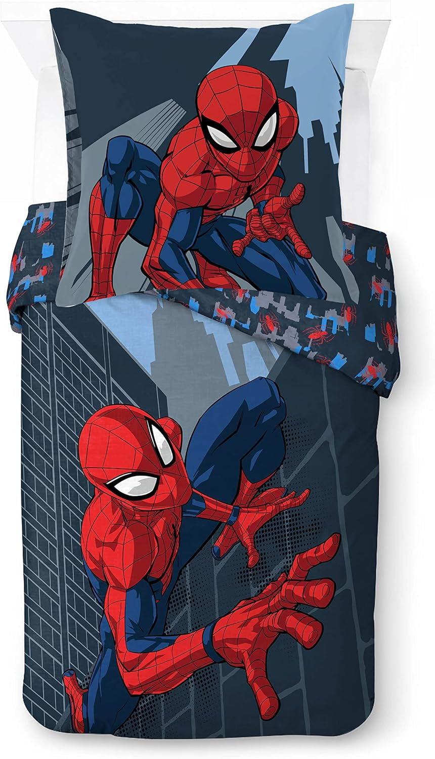 Pościel dla dzieci, unisex, księżniczki i superbohaterowie, 100% bawełna Pościel - dziecięca Naty Shop Blue - Spiderman 135X200/80X80 (2 szt.)