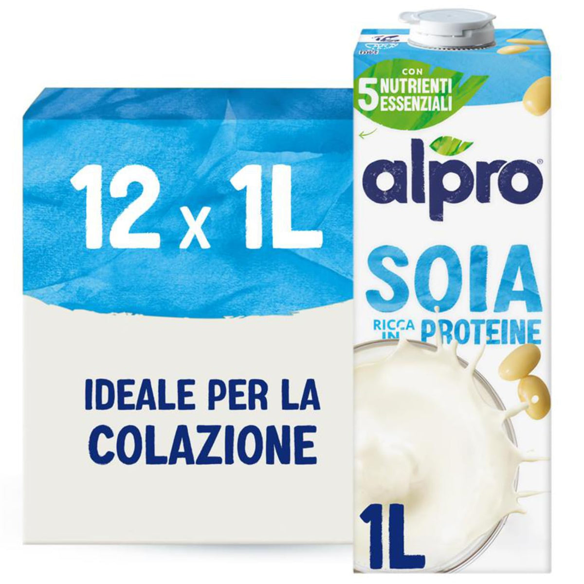 Alpro Napój Sojowy Naturalny 12x1L - Zero Laktozy, Bezglutenowy
