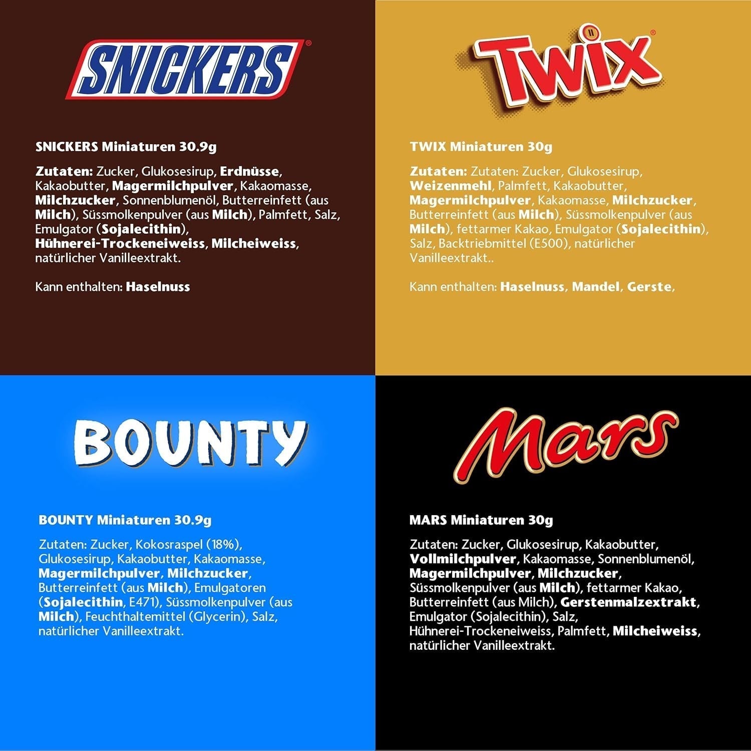 Mix figurek, Mars, Snickers, Bounty i Twix, Batony klasyczne w formacie mini, 296 Batony, Cukierki Czekoladowe 3Kg Naty Shop