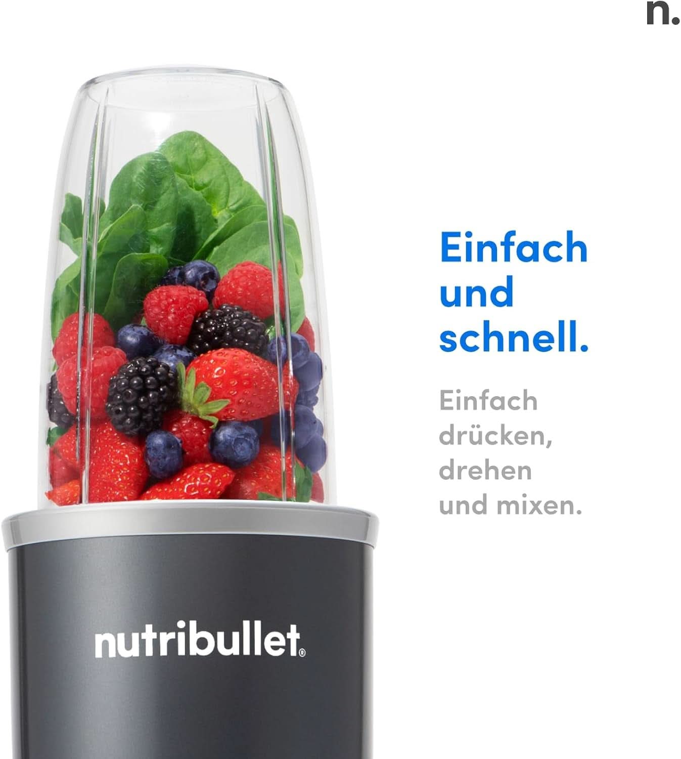 Nutribullet Original, Elektrischer Mixer, Zerkleinerer, Smoothiemixer, Smoothie Maker, 600 W Leistung, Einfach Und Schnell in Der Anwendung, Kompakt, Leicht Zu Reinigen, NB603DG Kitchen Naty Shop