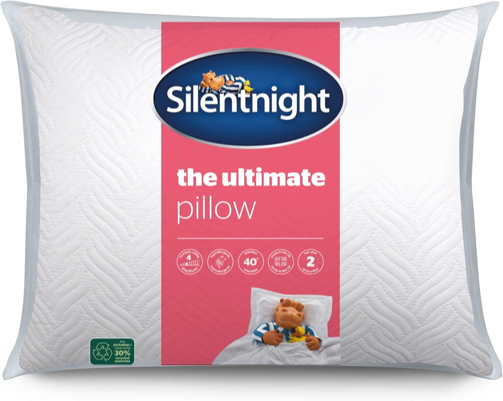 Silentnight Ultimate Pillow - pernă de pat moale și de susținere cu capac de lux matlasat Pinsonic Soft Touch, lavabil la mașină și hipoalergenic pentru cei care dorm pe spate și lateral, 1 bucată Perne standard Naty Shop Titlu implicit