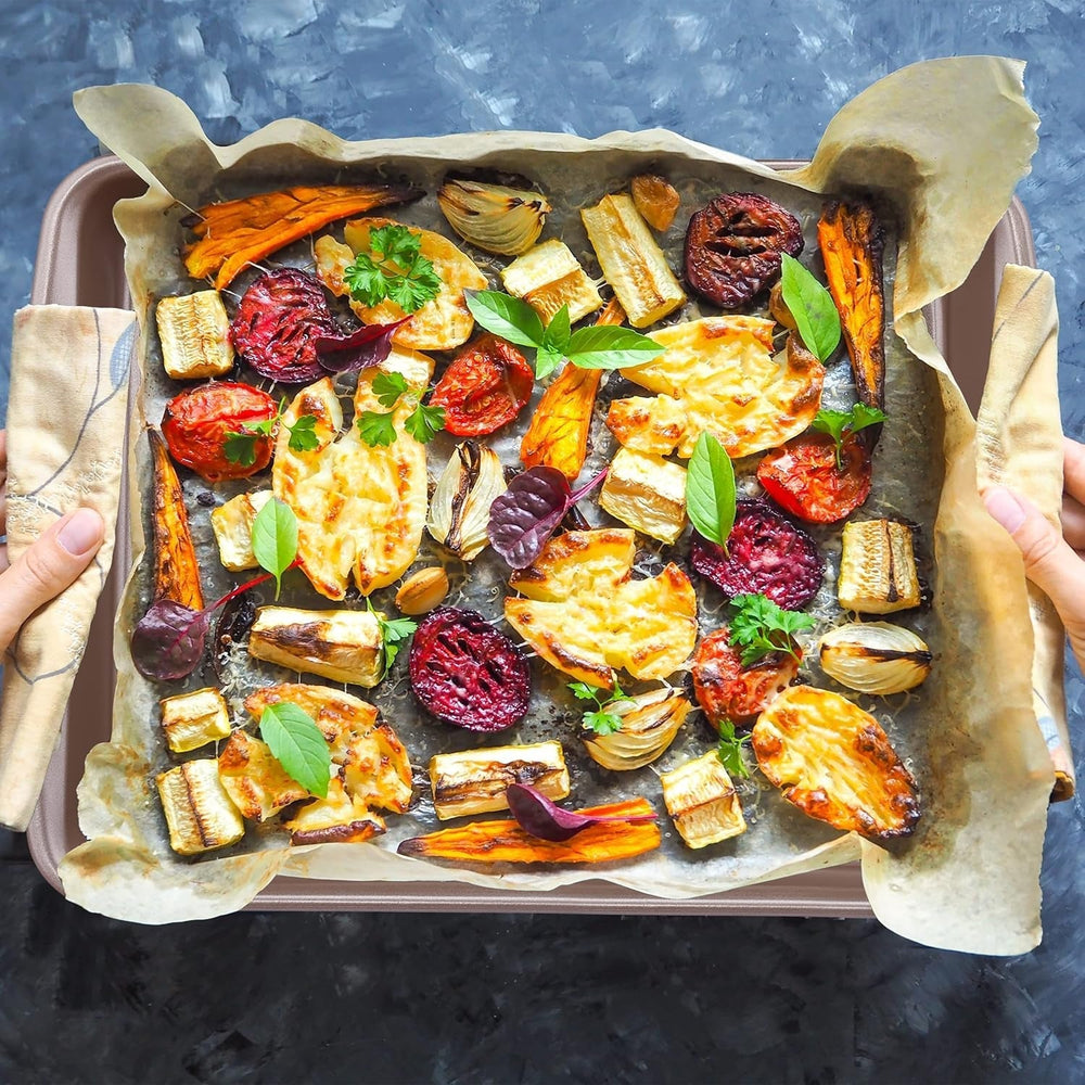 Relaxdays blacha do pieczenia, nieprzywierająca, 4 litry, stal węglowa, brązowa Formy i blachy do pieczenia Naty Shop