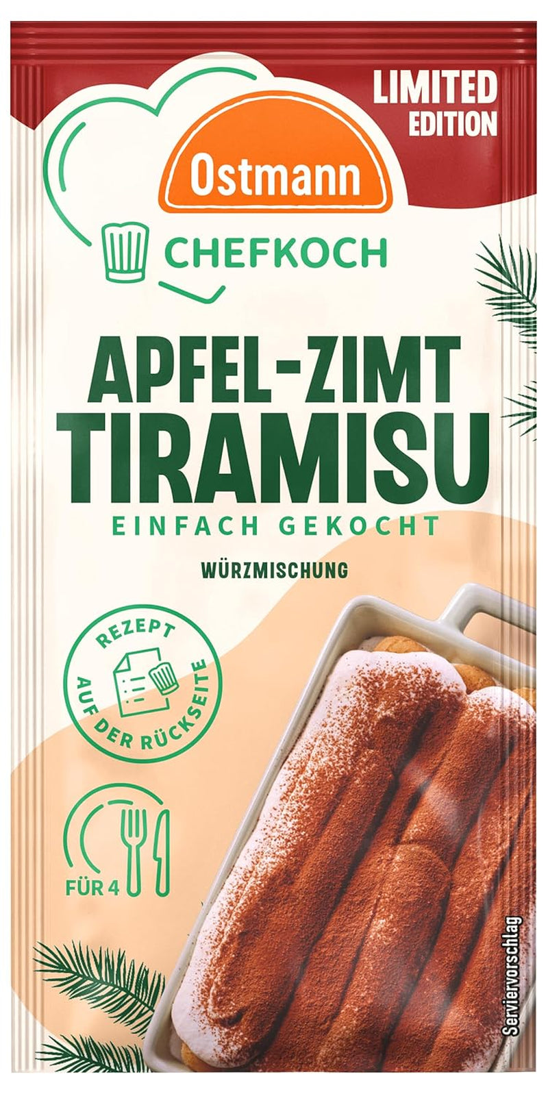 Ostmann Gewürze x Chefkoch - Apfel-Zimt-Tiramisu Würzmischung | Abgestimmt auf 4 Porcje | Łącznie z Schritt-für-Schritt-Rezept i Mengenangaben | 10 g w torebce