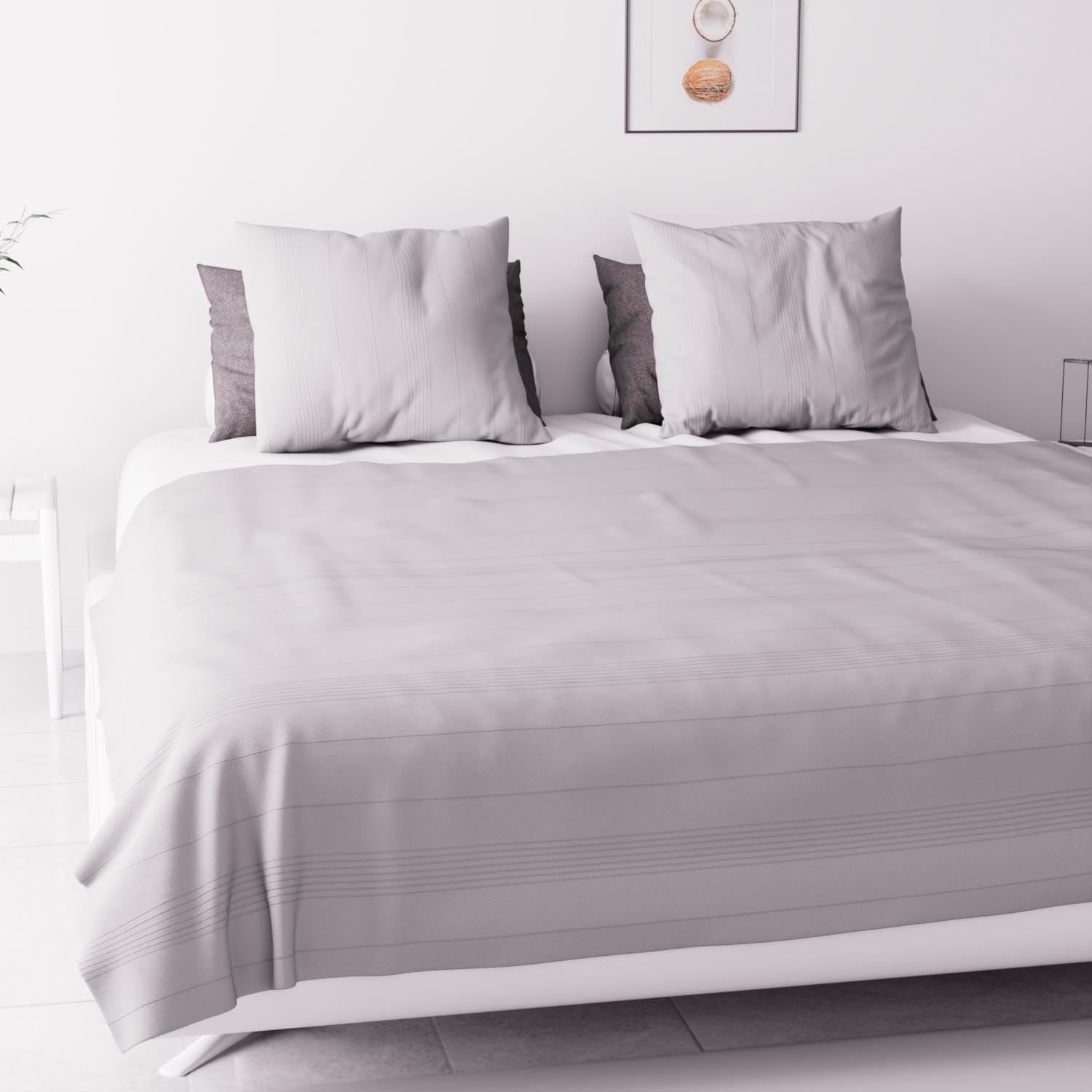 Soleil D'Ocre Adele, Zygzak, Zrzucony z sofy, Polycoton, Szary, 220 X 240 Cm Kołdry i kołdry Naty Shop