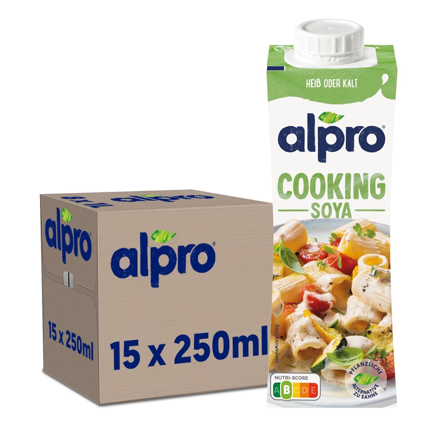 Alpro Cooking Soya – Vegan Kochcreme aus Soya o neutralnym smaku do dań na ciepło i na zimno – 15 x 250 ml