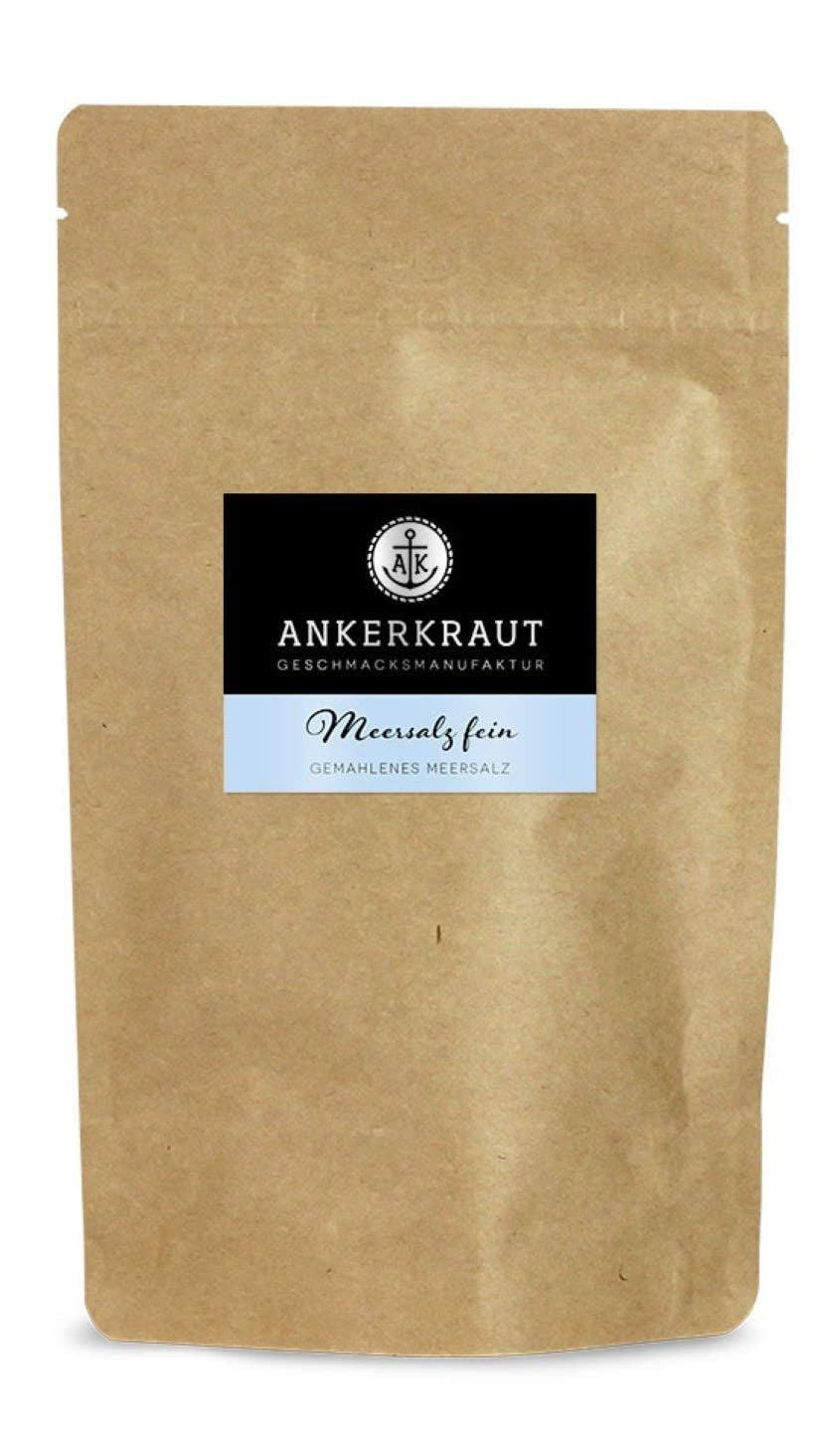 Ankerkraut Meersalz fine, reines Salz zum kochen und würzen, 170g im Korkenglas