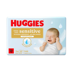 Chusteczki dla niemowląt Huggies Pure Extra Care Sensitive, 99% wody, bez plastiku i bez substancji zapachowych