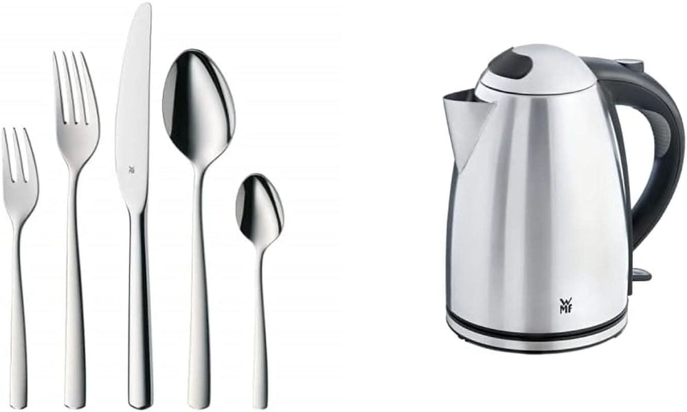 WMF Boston, zestaw sztućców, 30 sztuk, stal nierdzewna dla 6 osób Kitchen Naty Shop Set + Czajnik Stelio, 1,7 L Zestaw kompozytowy