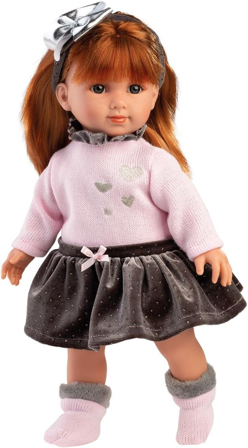 Llorens 1053551 Lalka Nicole, z rudymi włosami i niebieskimi oczami, Fashion Doll z miękkim ciałem, inkl. modny strój i fryzura, 35 cm