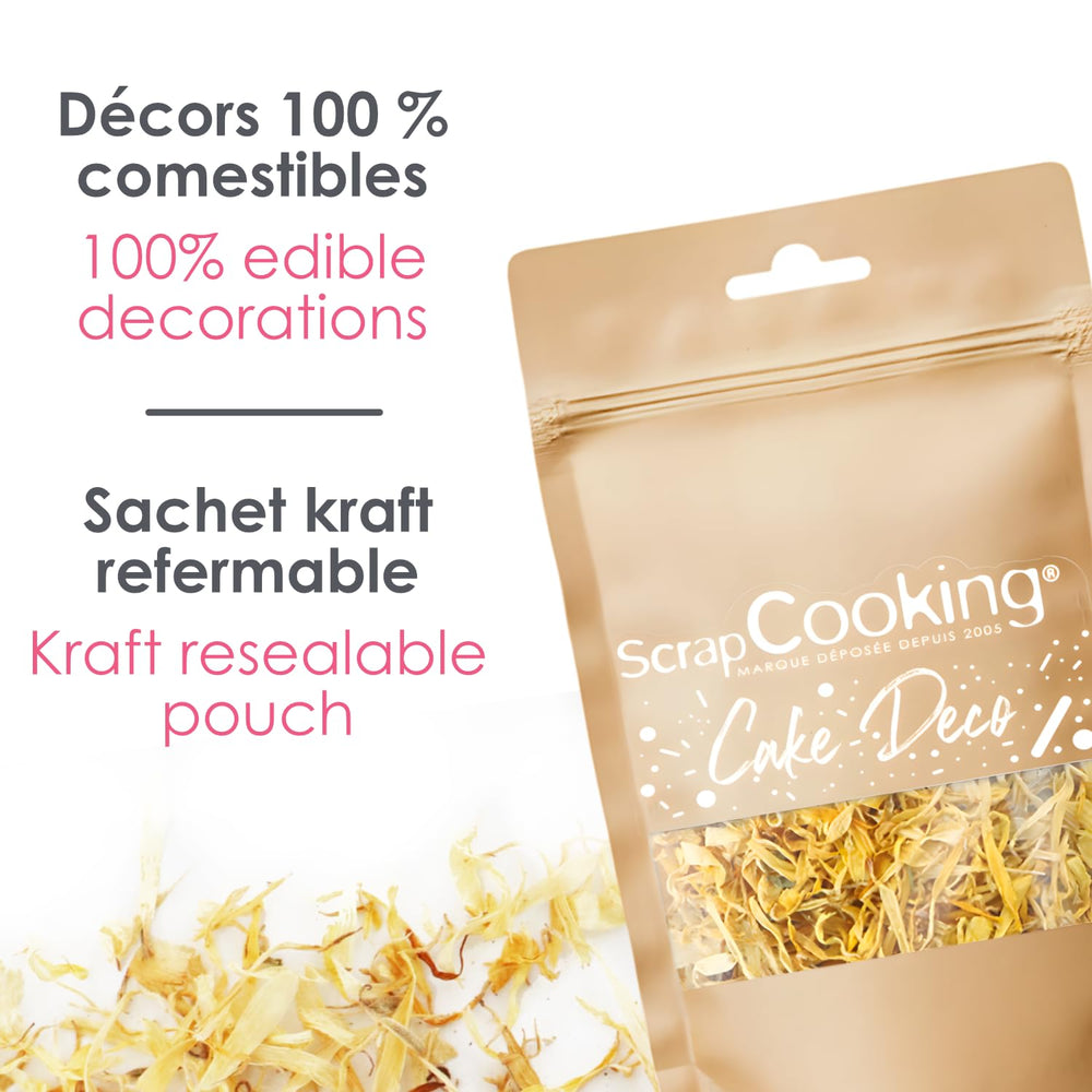 ScrapCooking - Nagietki suszone 3,5g - Kwiaty jadalne - Ozdoby do żywności do pieczenia - Do deserów, ciast, tart, babeczek - Boże Narodzenie, Wiosna, Urodziny - Złocistożółty - 7471