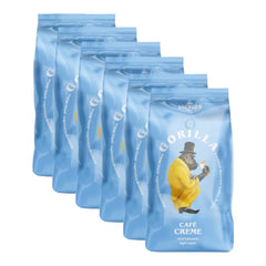 Gorilla Café Creme 6x 1000g | 100% traditionelle Arabica-Bohnen | Ideal Vollautomaten Crema harmonisches Aroma | geringer Koffeingehalt helle Röstung | Vorratspackung