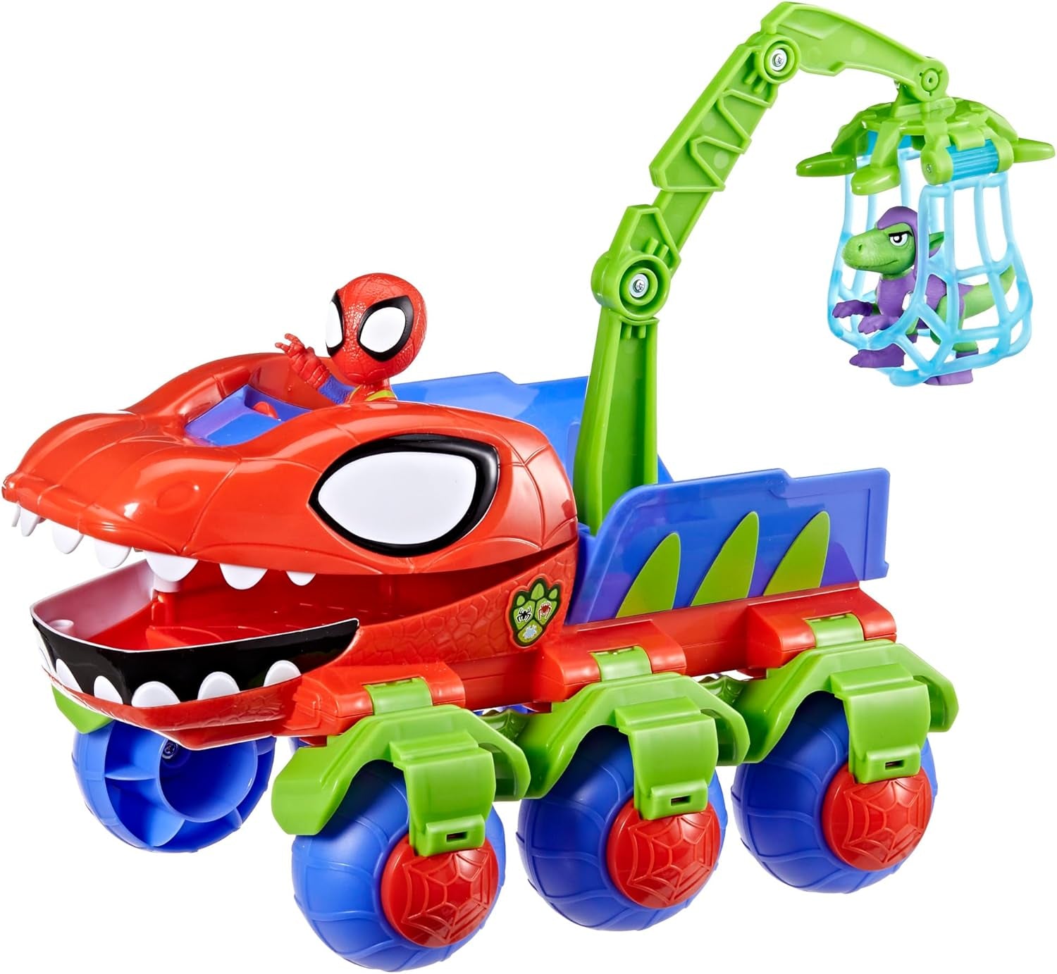Marvel Spidey And His Super Friends Dino Crawler Superhero Playset, cu Spidey și Dino Figure și jucărie de transport, pentru copii cu vârsta de 3 ani și peste Action figures Naty Shop